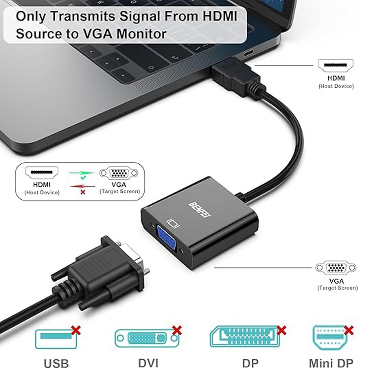تبدیلی VGA به HDMI همراه با کیبل صدا
